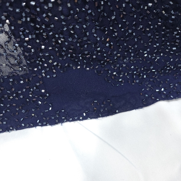 Beaded Floor Length Formal Dress | 1990s Vintage Jump Apparel | Size 3/4 | Blue - Picture 5 of 6